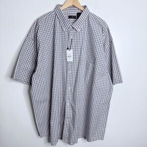 NWT‎ Cotton Traders Men's 3X Taupe Plaid Short Sleeve Button Down 100% Cotton